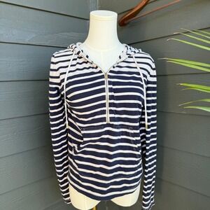 Ralph Lauren LRL Striped Hooded Quarter Zip Pullover‎ Top Women M